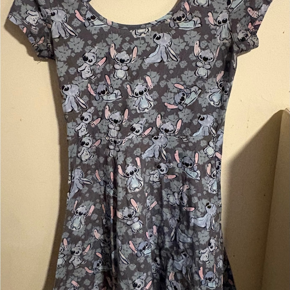 Disney Gray Stitch Print Midi Dress